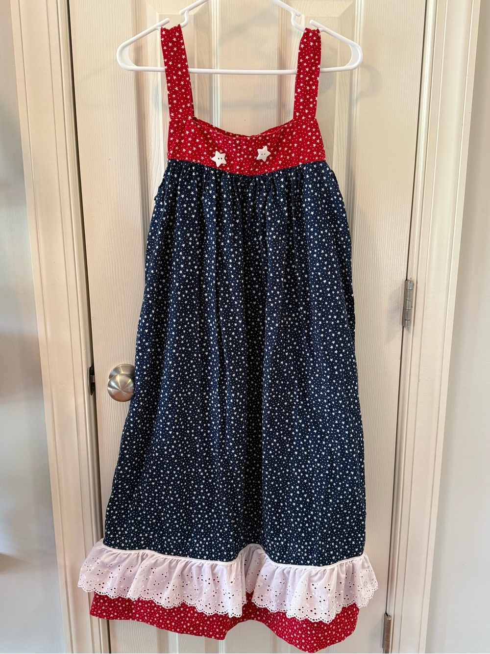 Handmade Patriotic Dress USA Red White Blue Stars July 4th Americana